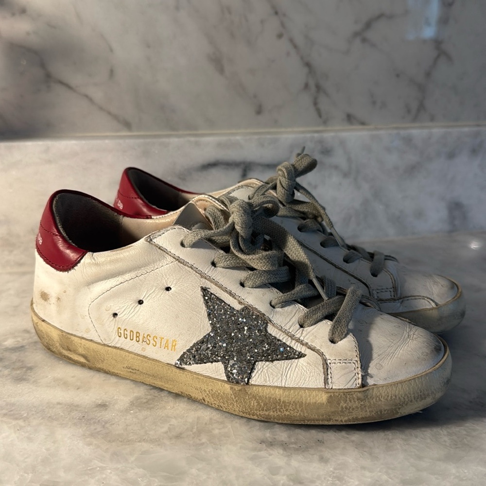 Golden Goose Superstar Sneaker Silver Glitter Size 35